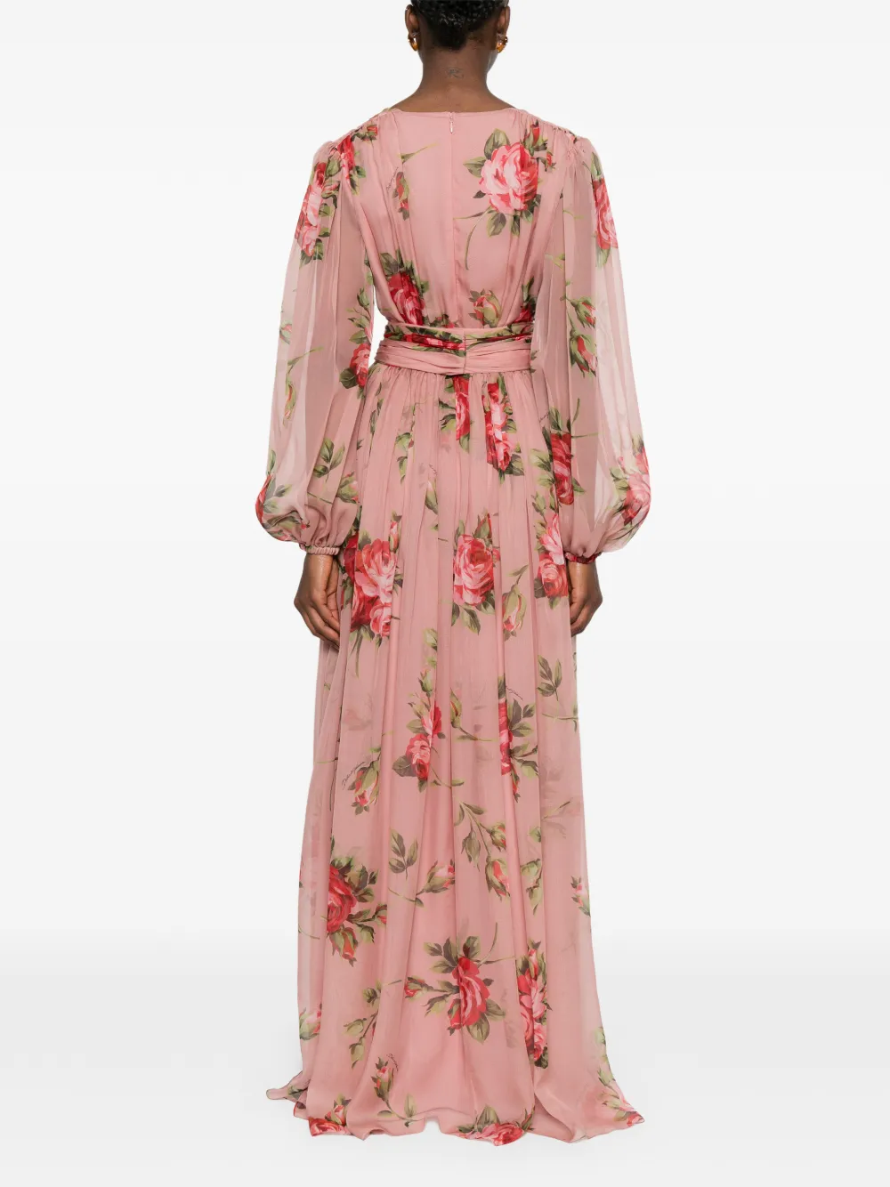 Dolce & Gabbana Maxi-jurk met bloemenprint en V-hals Roze