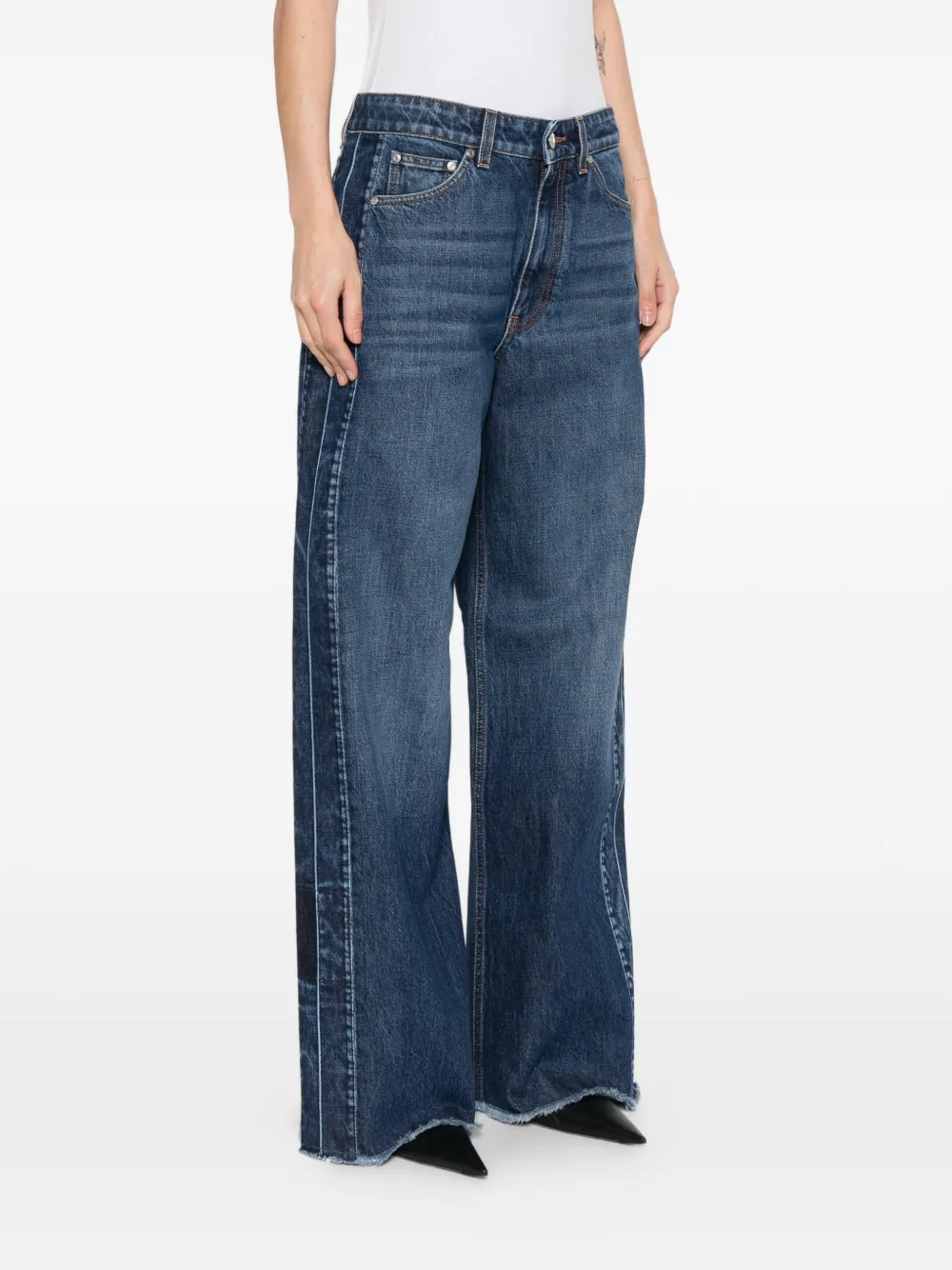 Stella McCartney Jeans met franje en vlakken Blauw