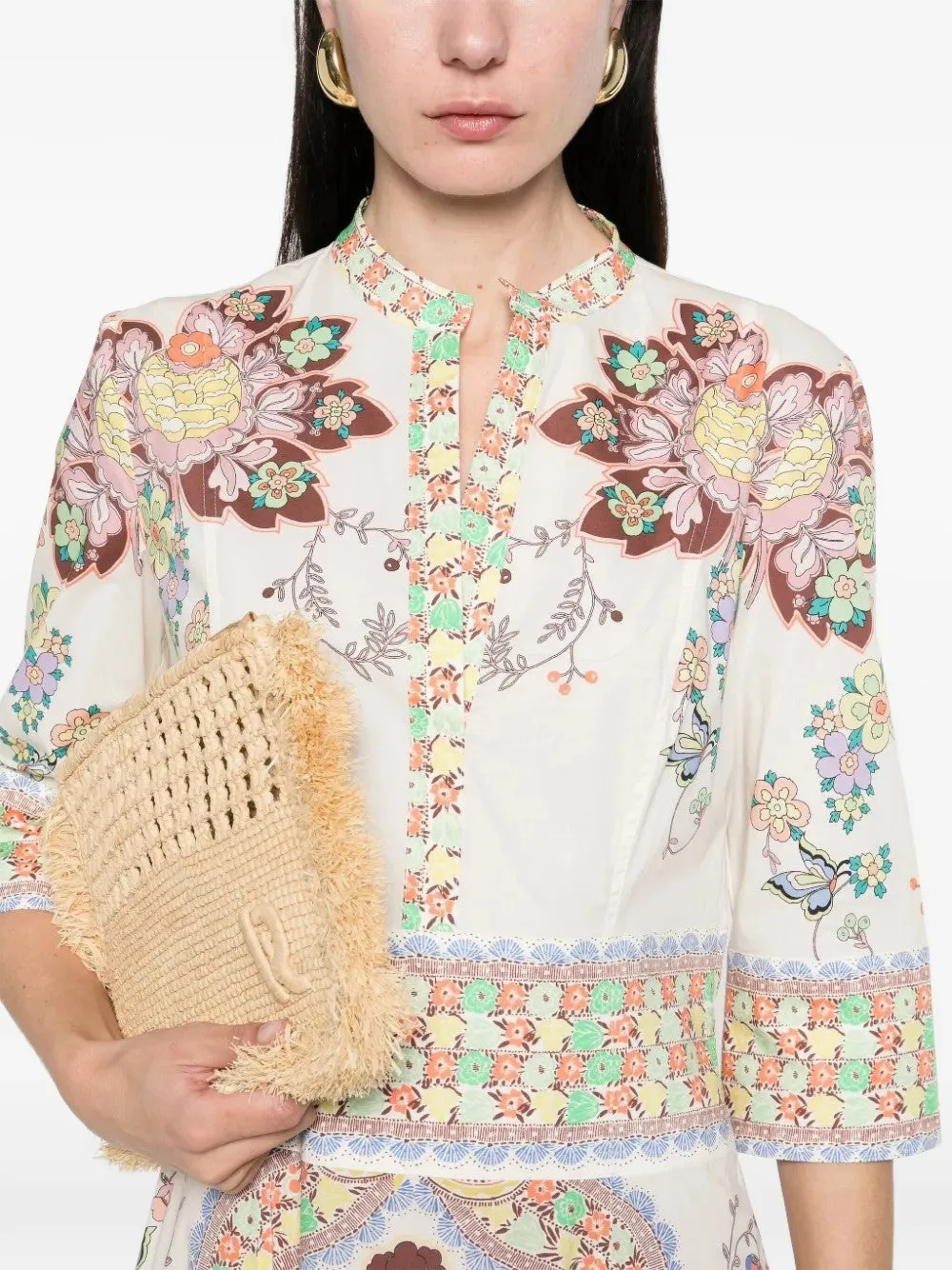  Etro V-neck Flared Maxi Dress - White 