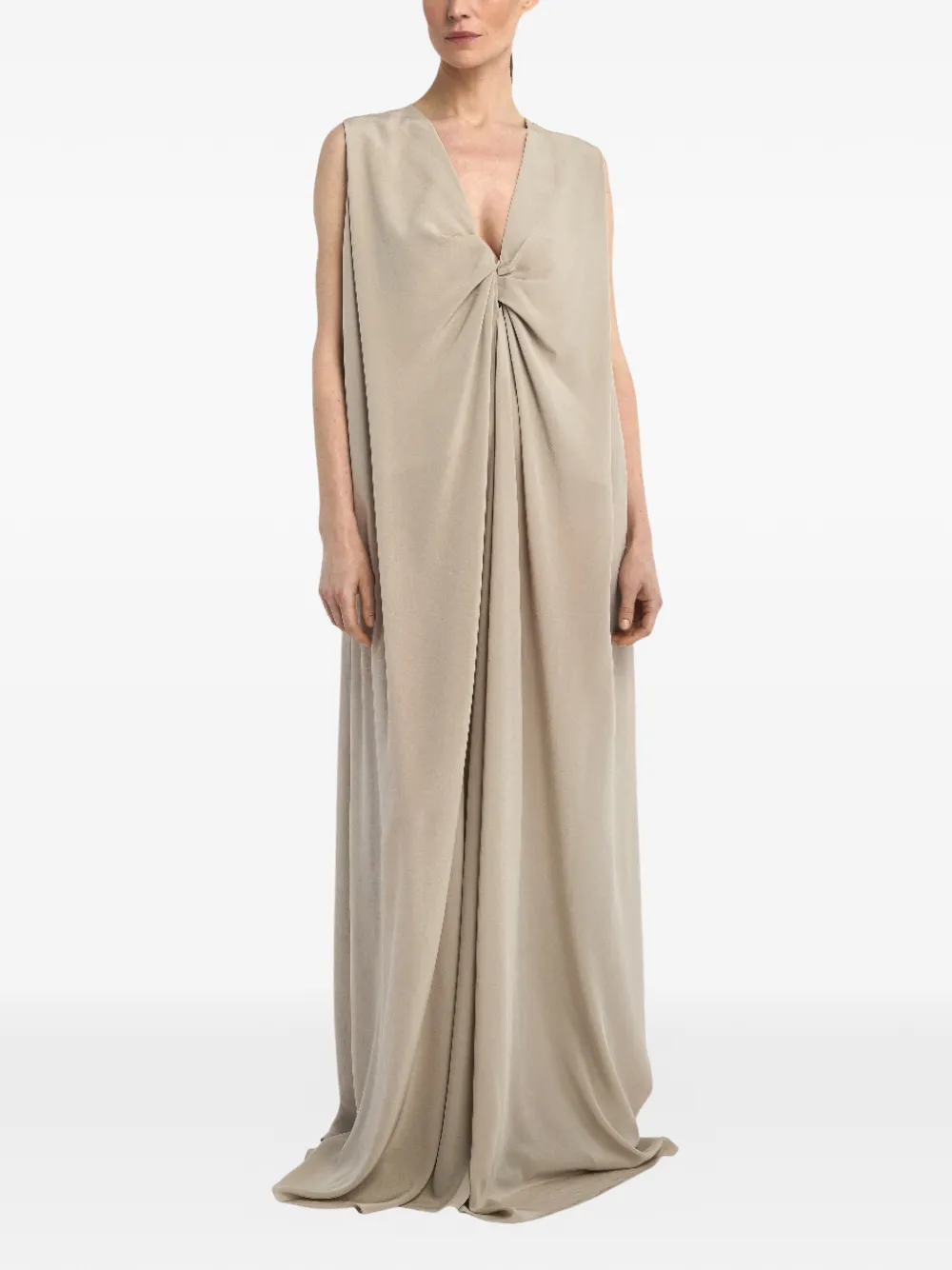 Di Stavnitser Mira V-neck twisted MAXI dress - Toni neutri