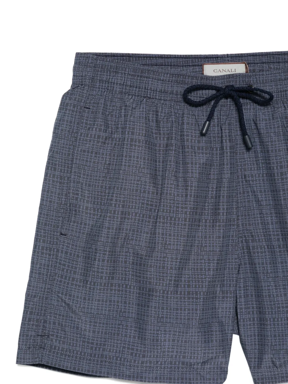  Canali Drawstring Patterned Swim Shorts - Blue 