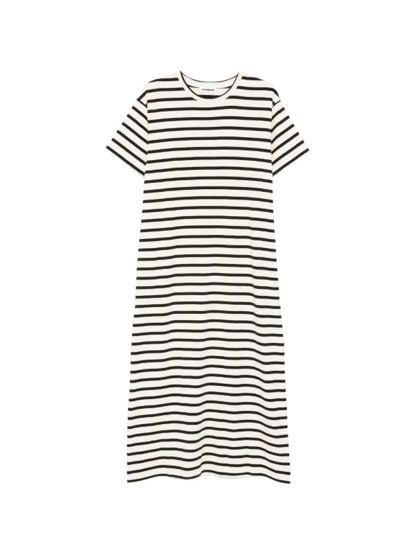 jil sander short sleeve dress Paneled crepe midi dress - red