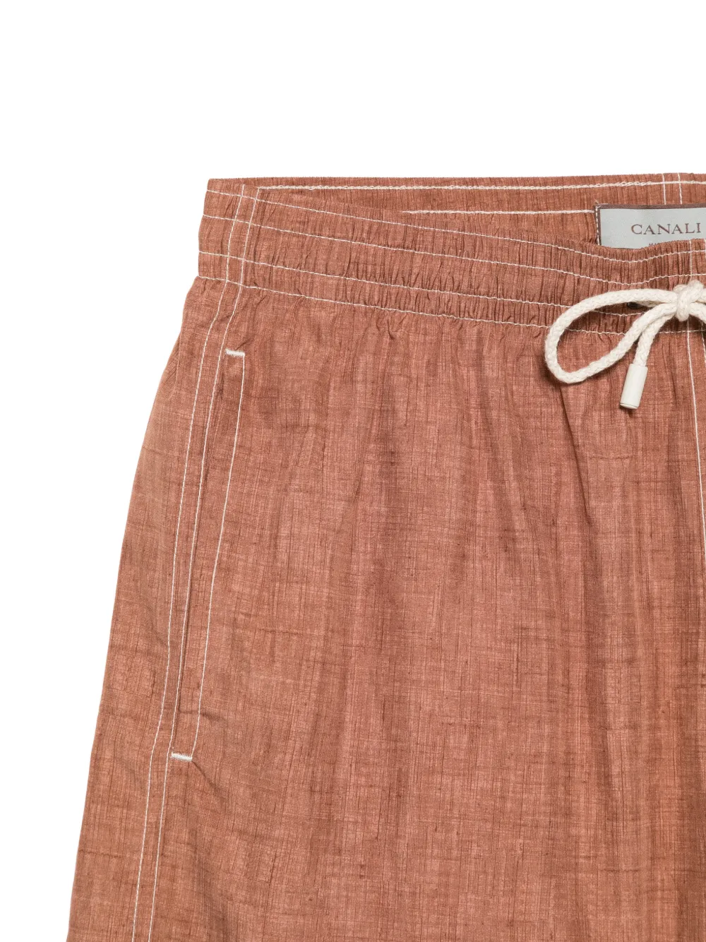  Canali Drawstring Stitch Swim Shorts - Brown 