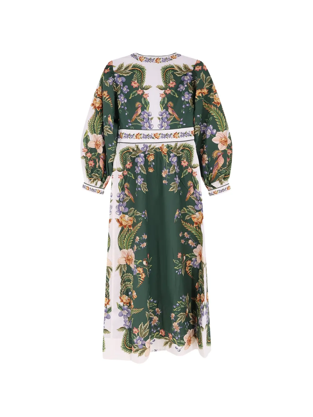 FARM Rio Jurk met bloemenprint en V-hals Groen