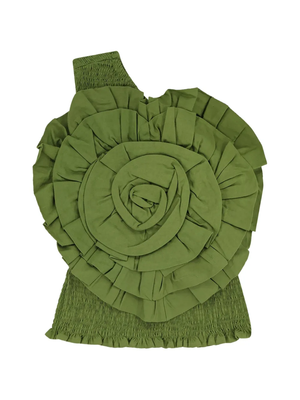 FARM Rio ruffled one-shoulder top - Verde