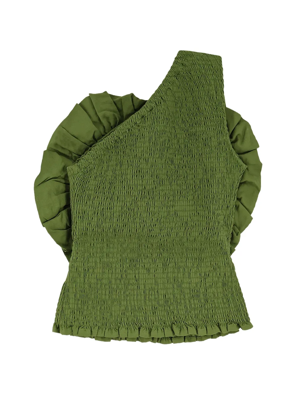  Farm Rio Ruffled One-shoulder Top - Green 