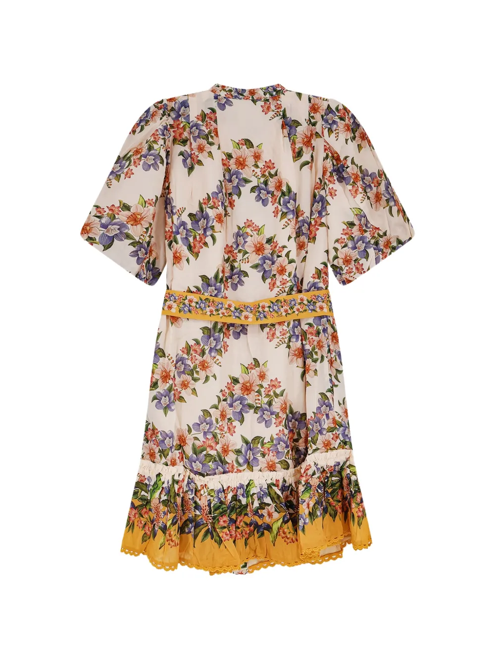 FARM Rio Jurk met bloemenprint en ceintuur Bruin