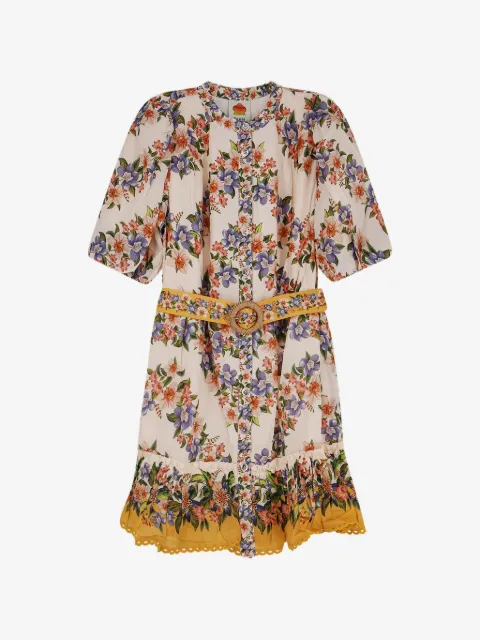 FARM Rio belted floral-print dress