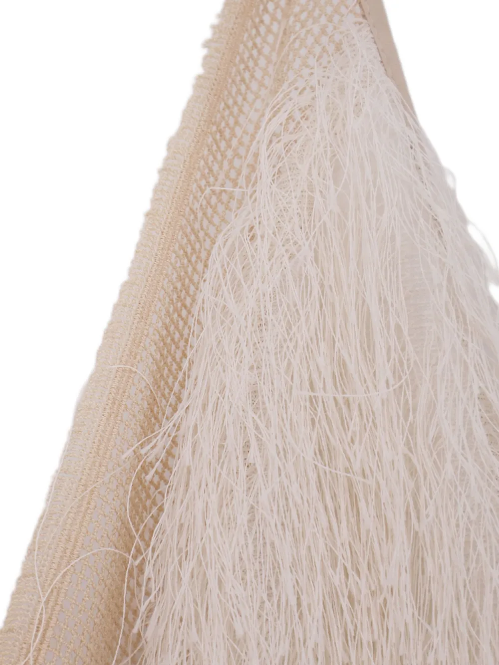  Alysi V-neck Fringed Top - Neutrals 