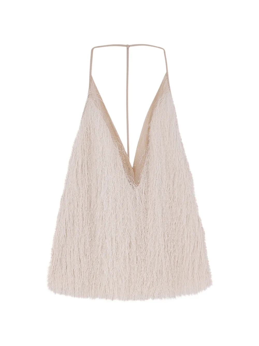Alysi V-neck fringed top - Toni neutri