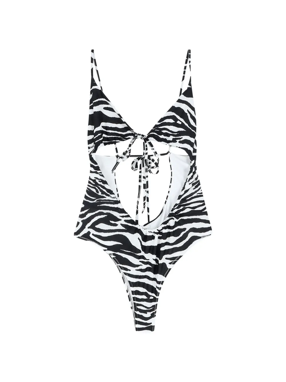 The Attico zebra-print cutout swimsuit - Nero