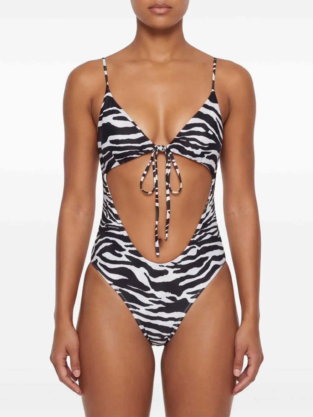 The Attico Badpak met zebraprint Zwart