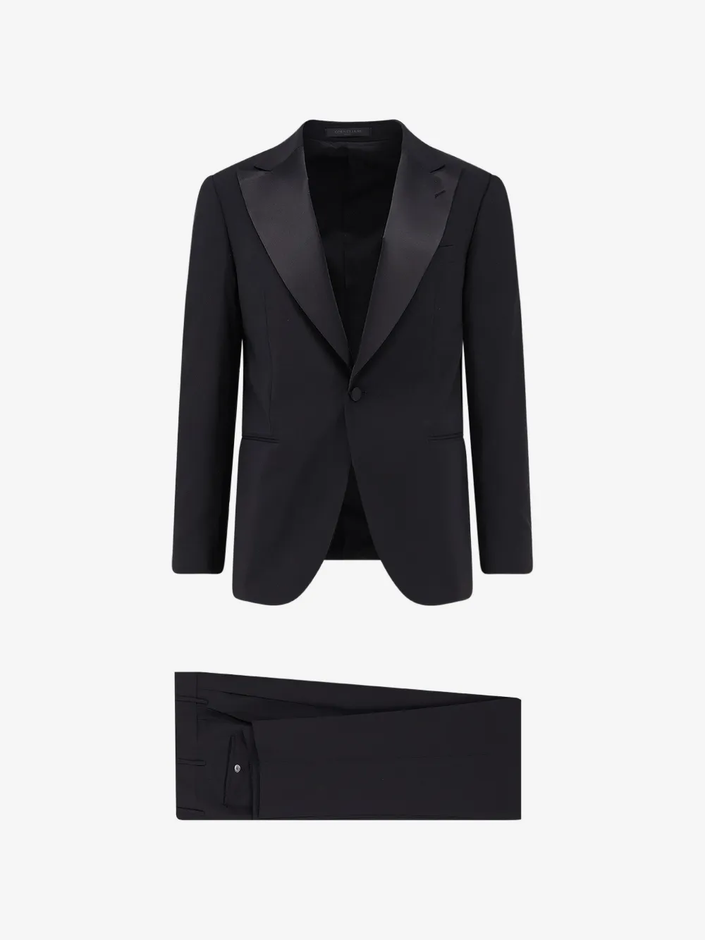 Corneliani satin lapel single-breasted suit | Black | Image 1