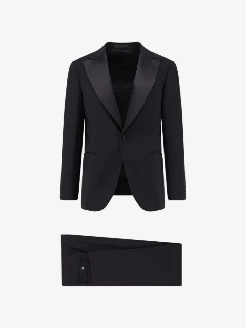 Corneliani بدلة بصف أزرار وطية صدر ساتان