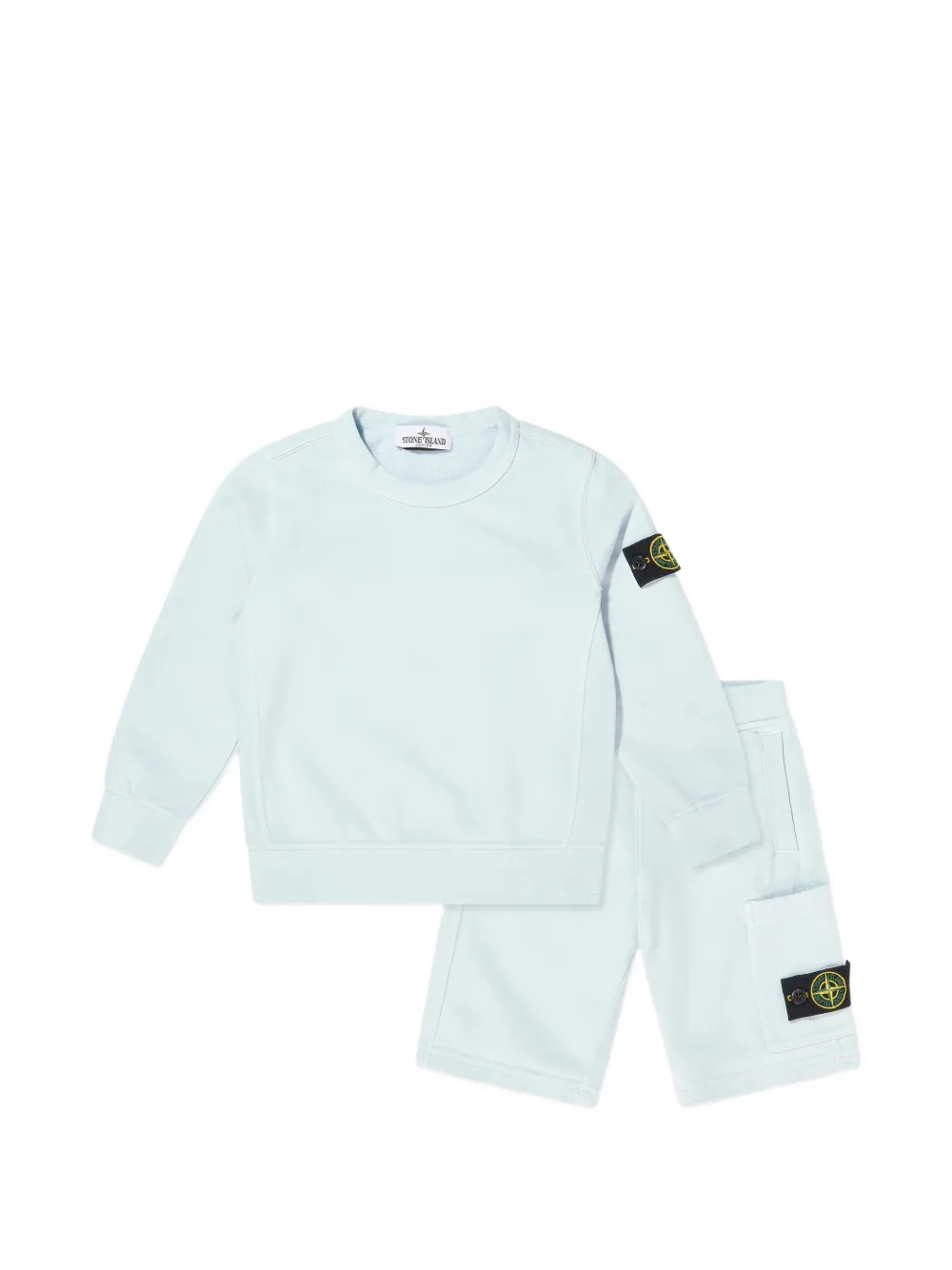 Stone Island Junior patch pocket shorts set - Blu