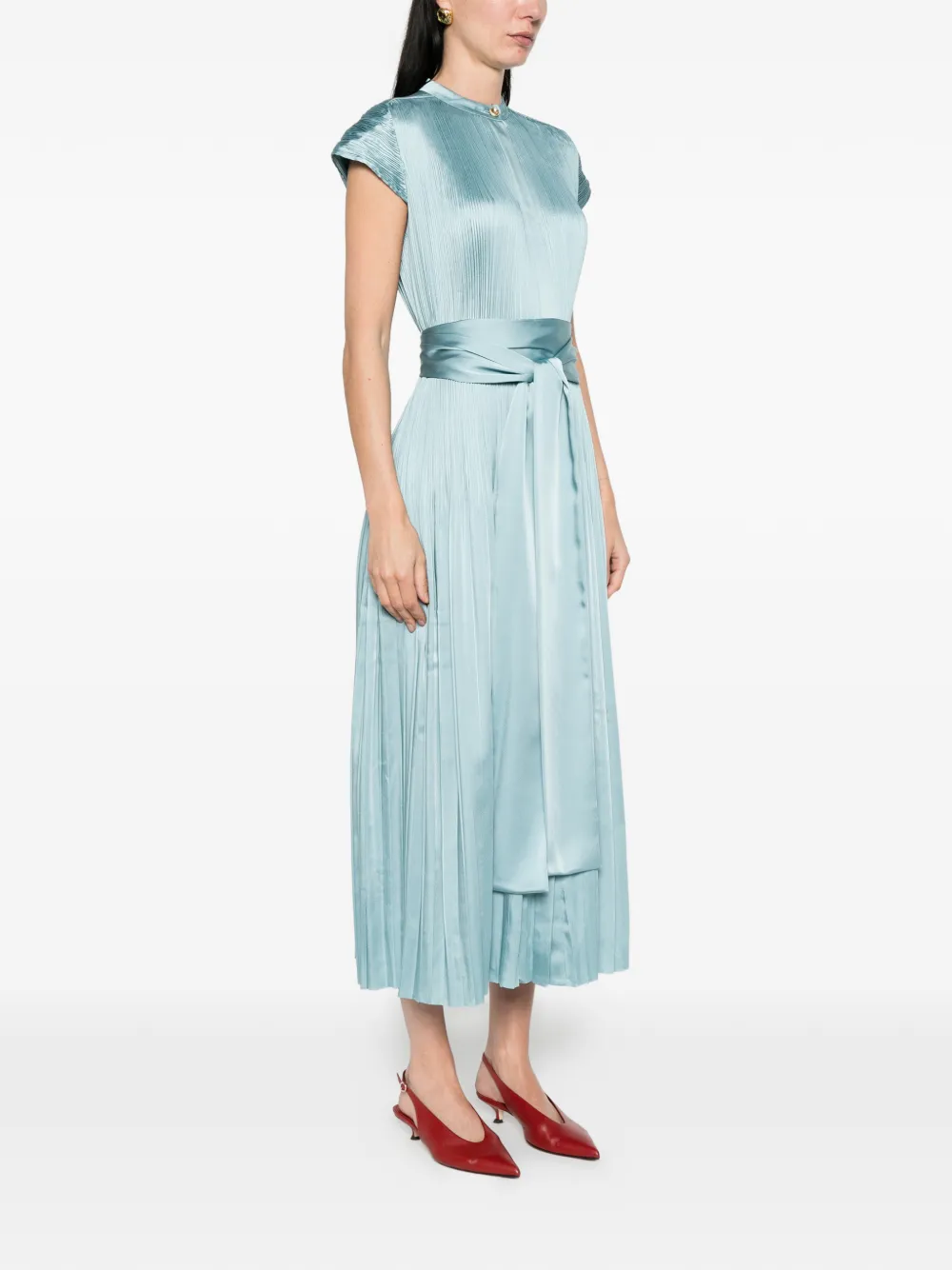 JOSEPH Phare geplooide jurk met ceintuur Blauw
