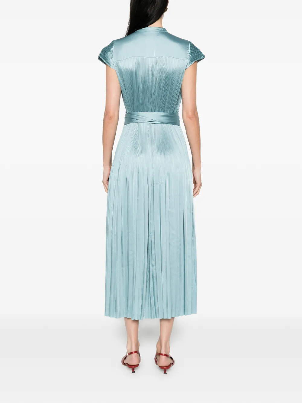 JOSEPH Phare geplooide jurk met ceintuur Blauw