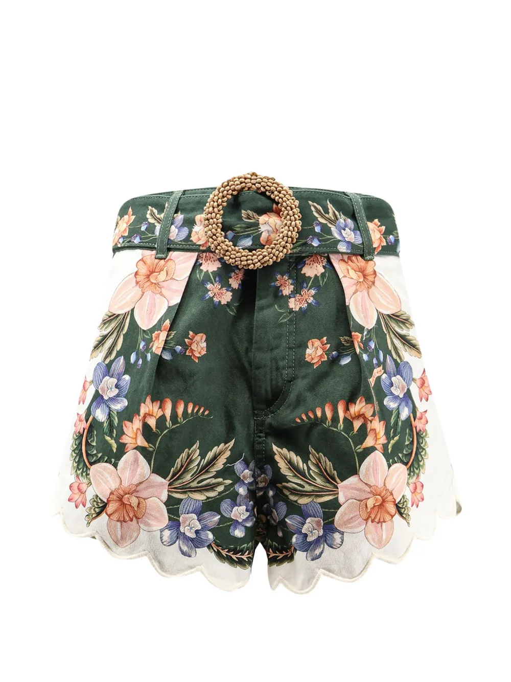 FARM Rio beaded belt floral shorts - Verde