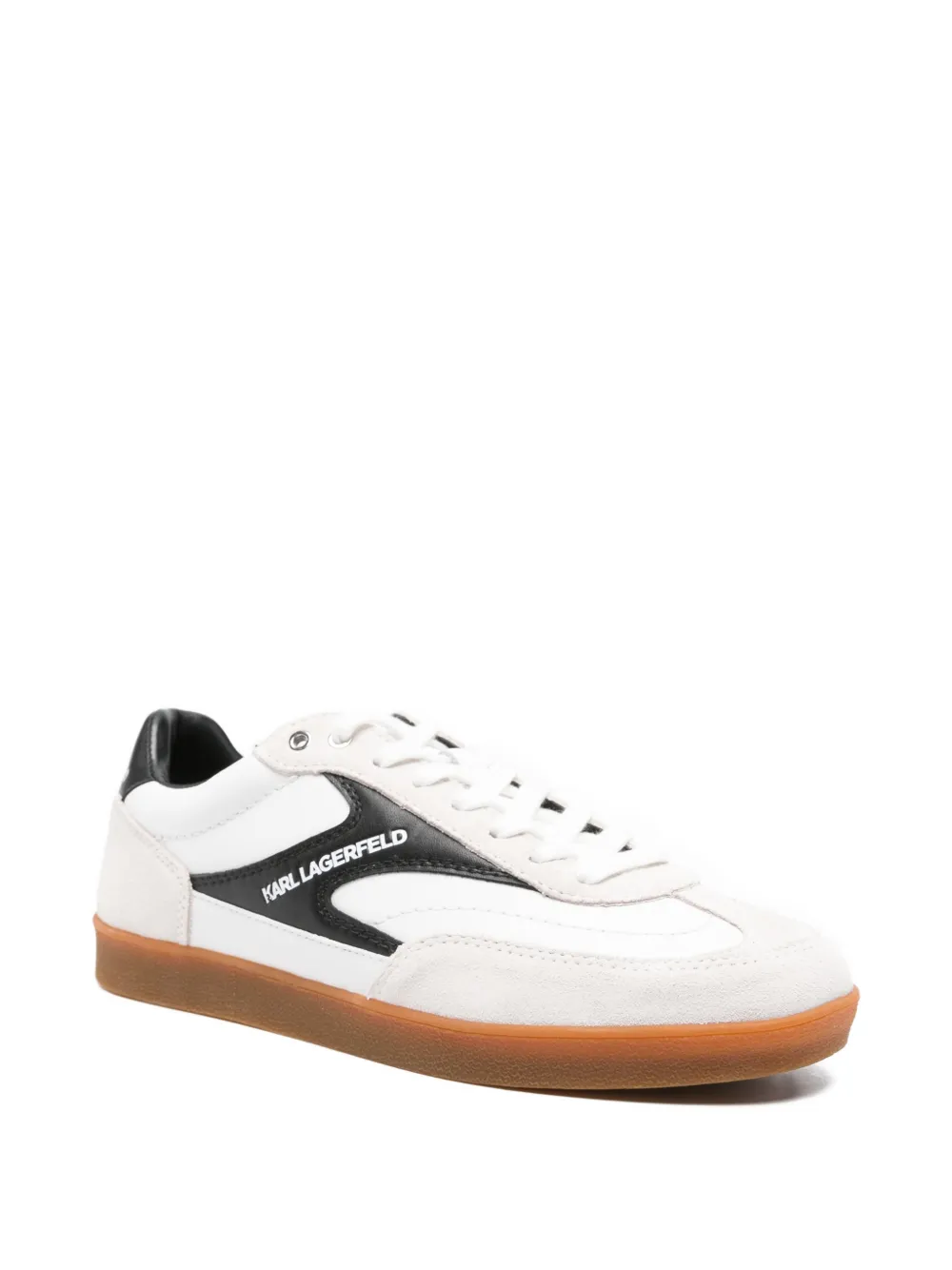 Karl Lagerfeld suede-panel lace-up sneakers Wit
