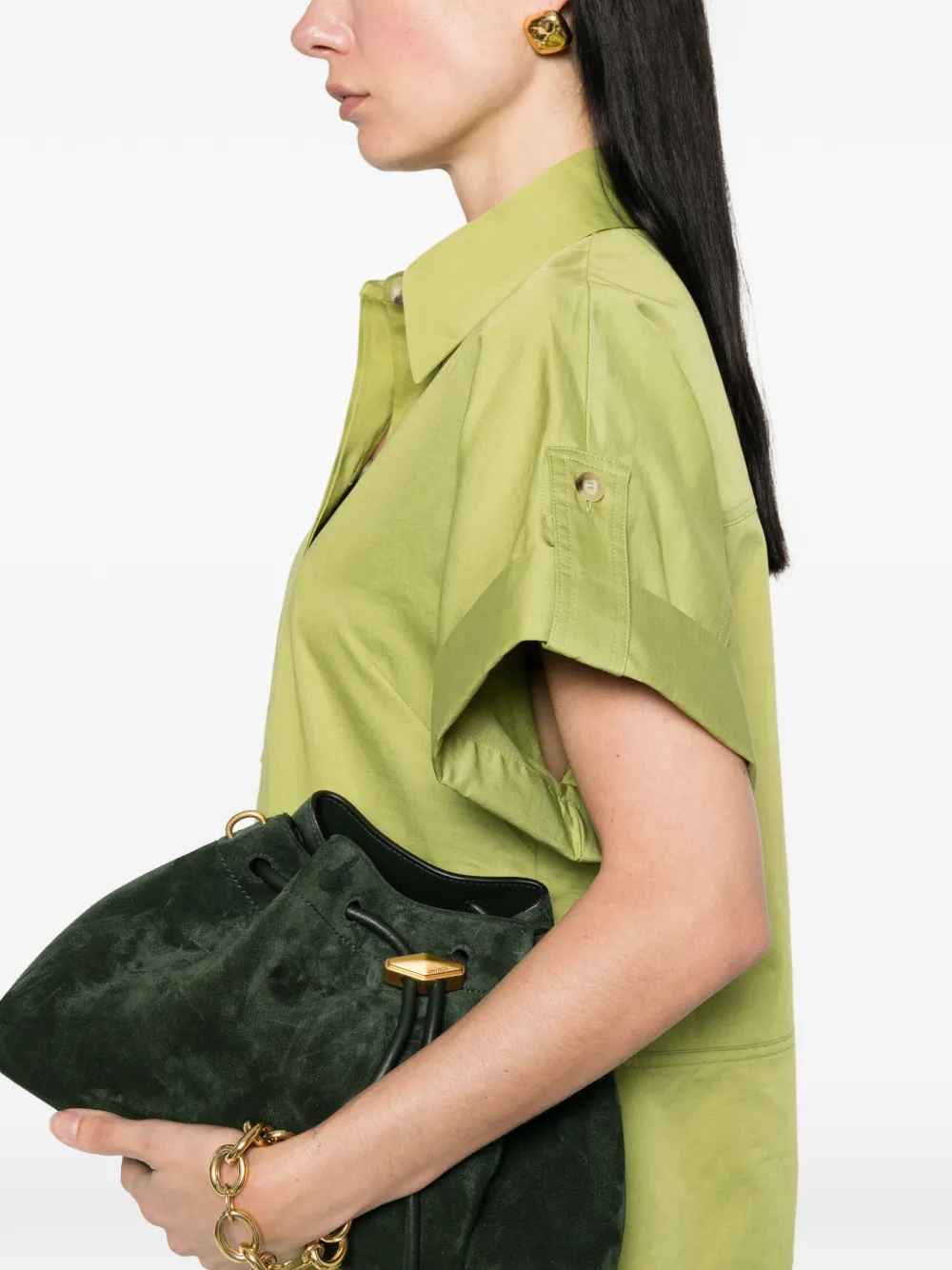 JOSEPH Ali mini-jurk met kraag en korte mouwen Groen