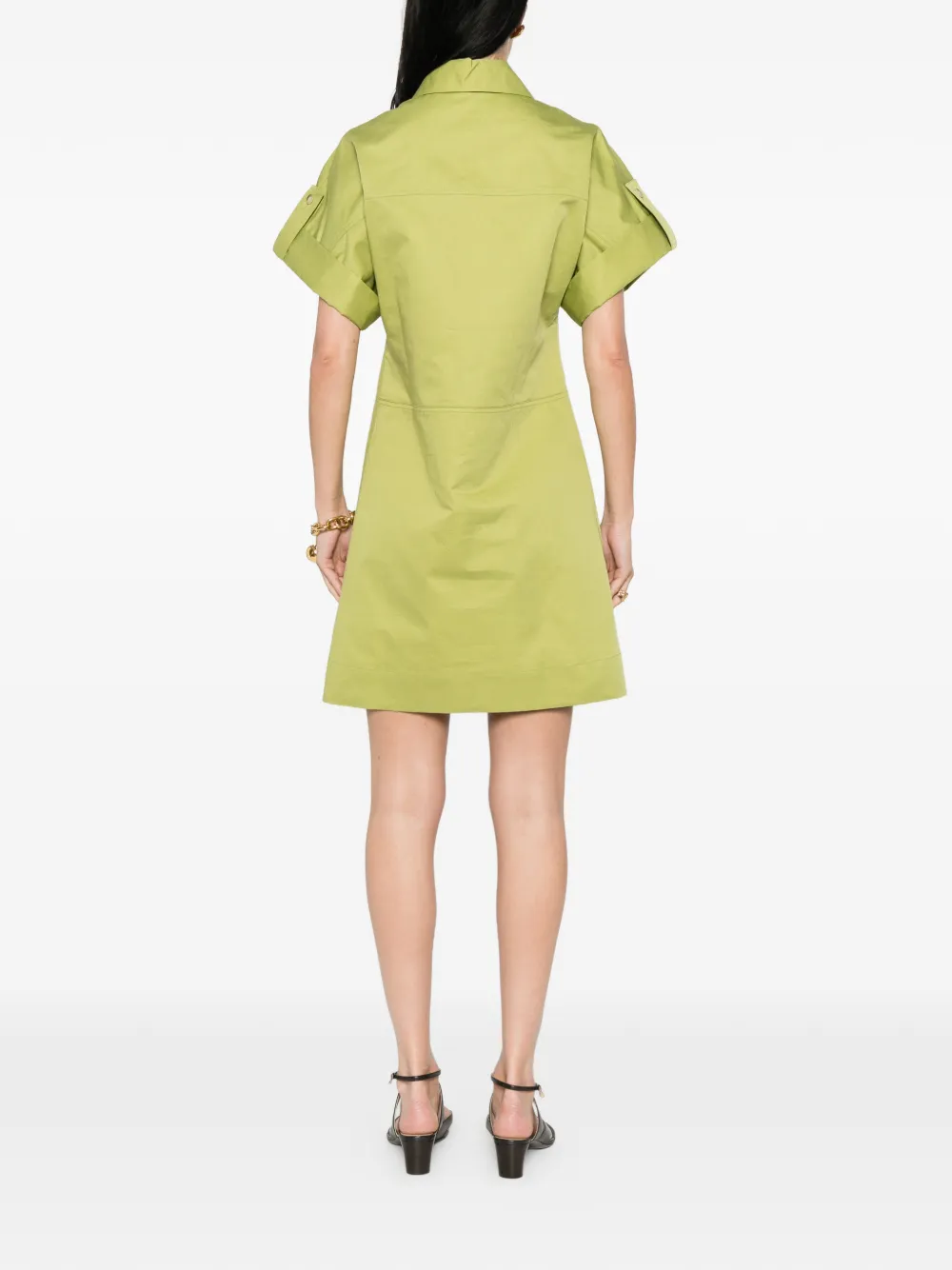 JOSEPH Ali mini-jurk met kraag en korte mouwen Groen