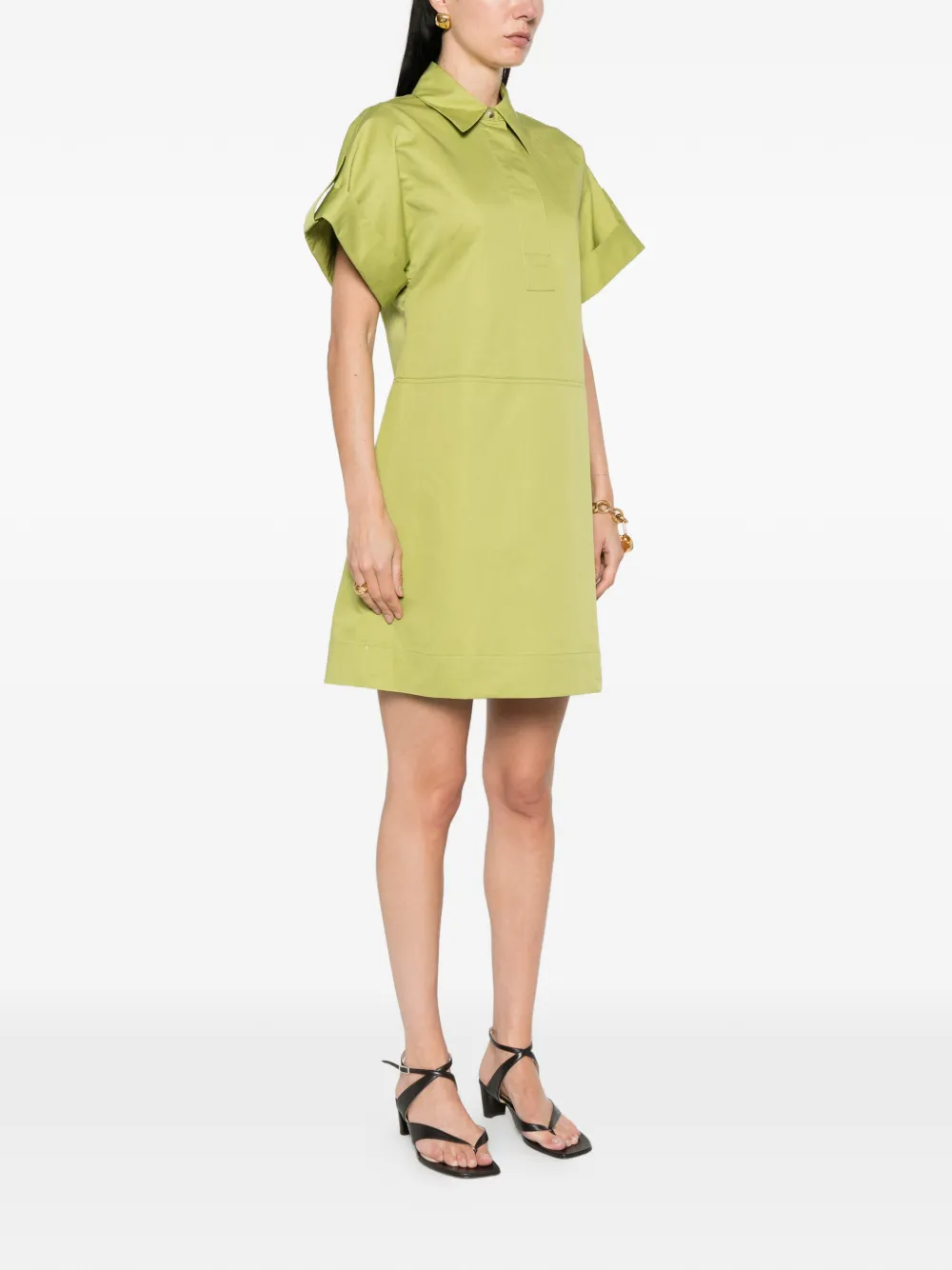 JOSEPH Ali mini-jurk met kraag en korte mouwen Groen