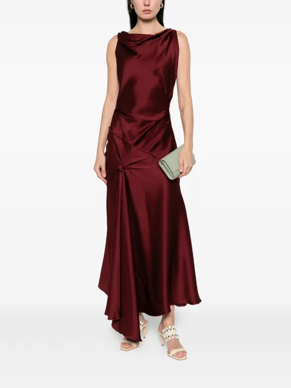 knee length dresses for ladies Victoria Beckham asymmetric draped midi dress  Petite Chrie