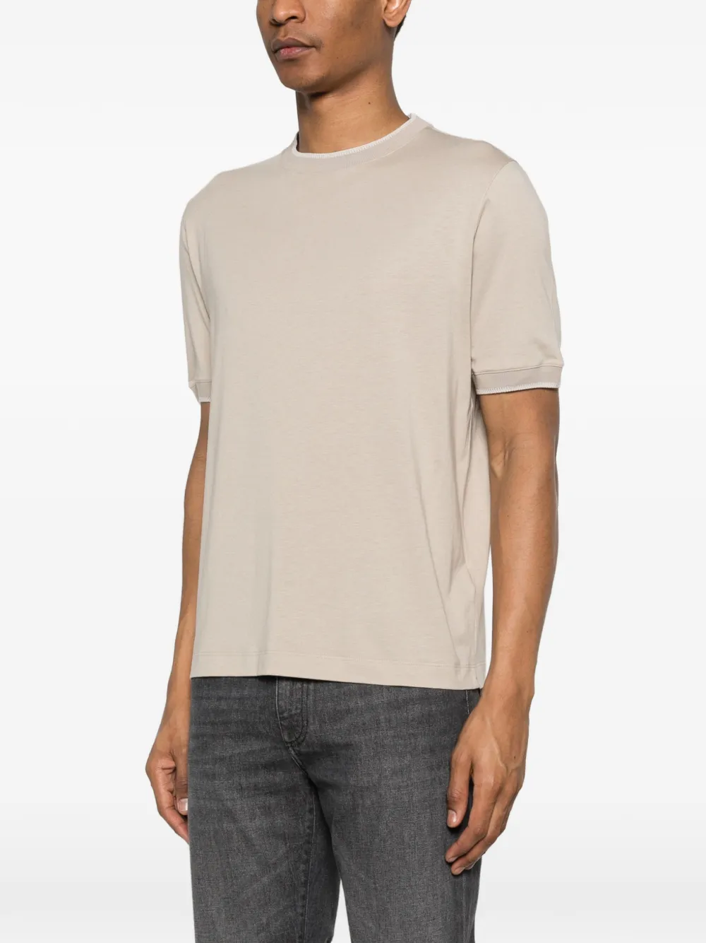 Canali T-shirt met korte mouwen Beige