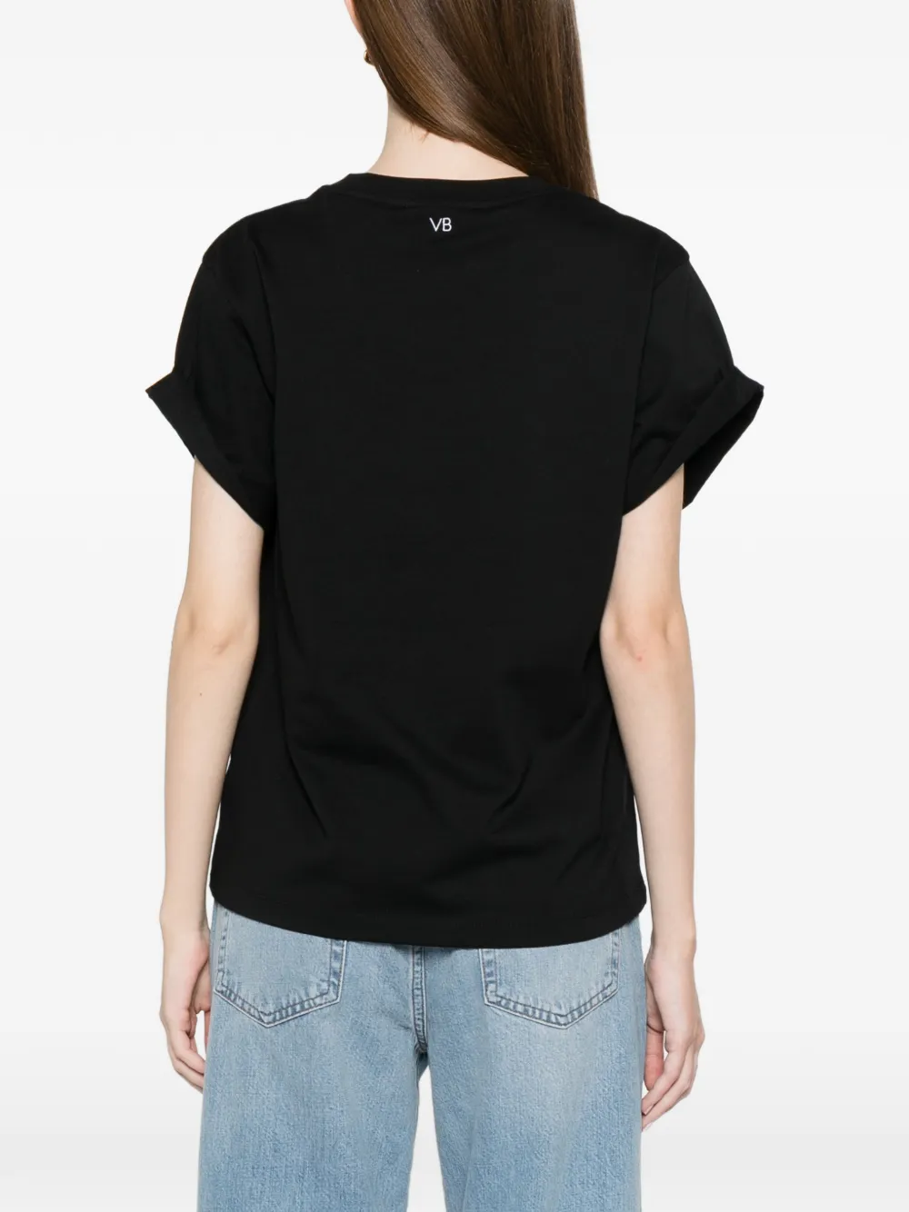 Victoria Beckham T-shirt met gerolde mouwen Zwart
