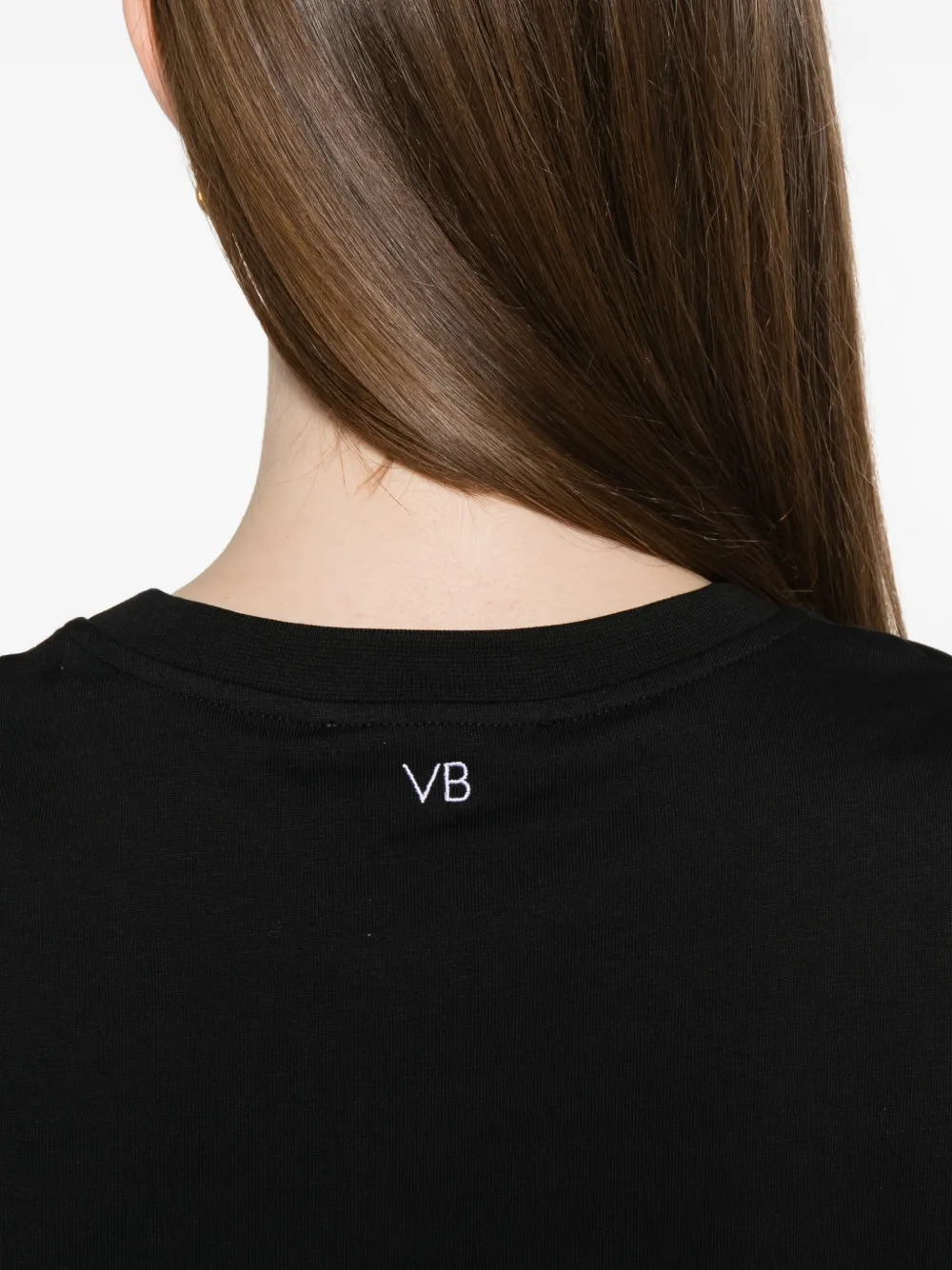 Victoria Beckham T-shirt met gerolde mouwen Zwart