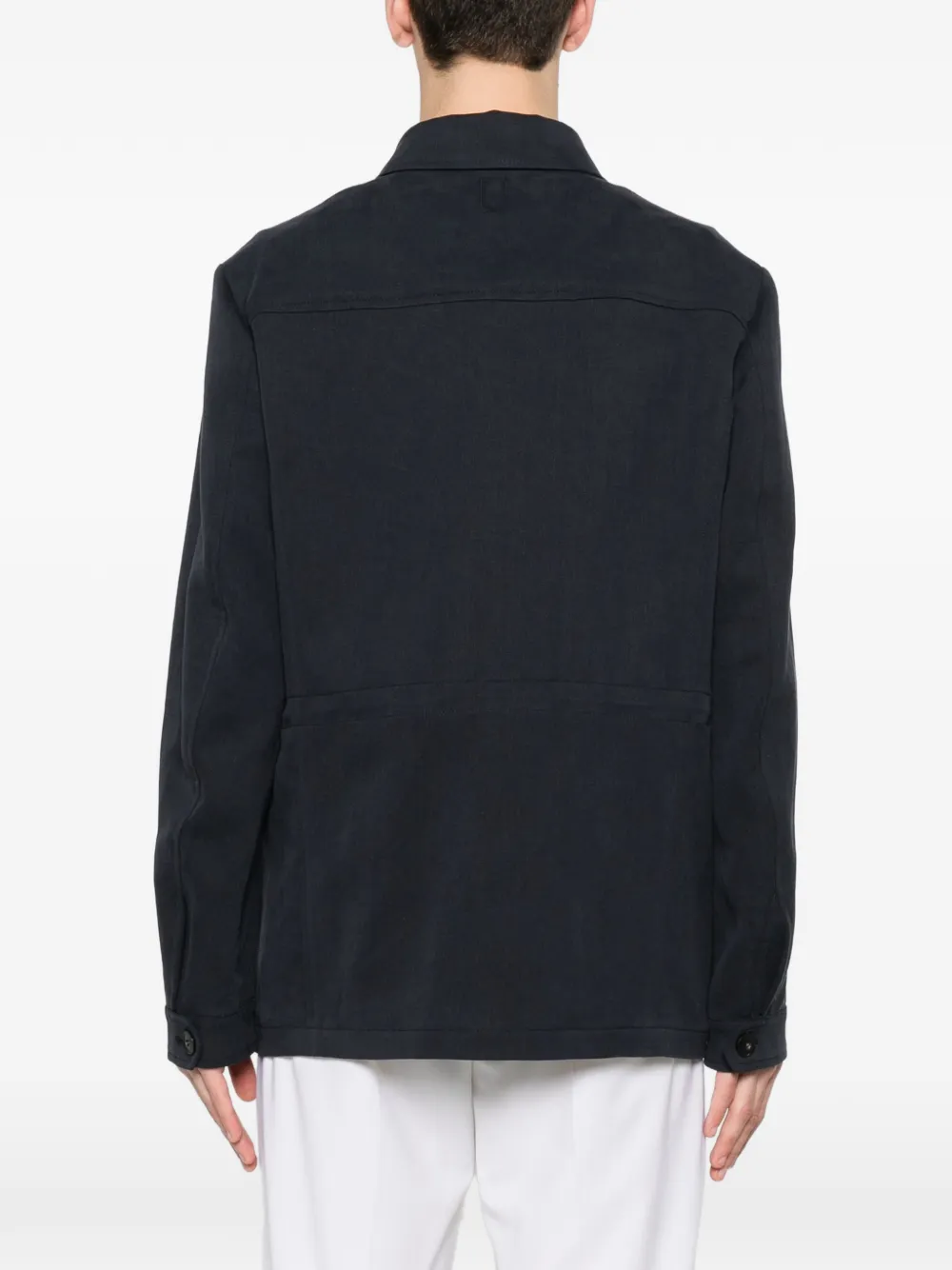 Canali Linnen shirtjack met klepzakken Blauw