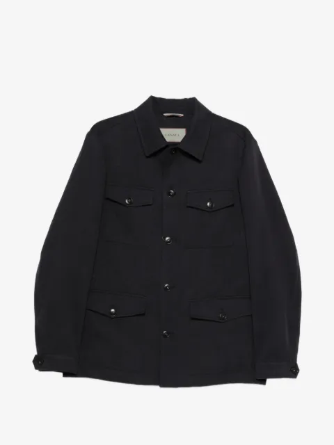 Canali flap-pockets linen shirt jacket