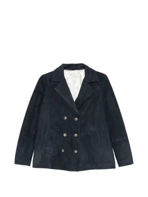 mara bini double-breasted suede blazer