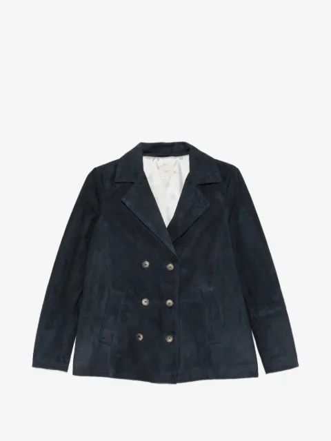 mara bini double-breasted suede blazer