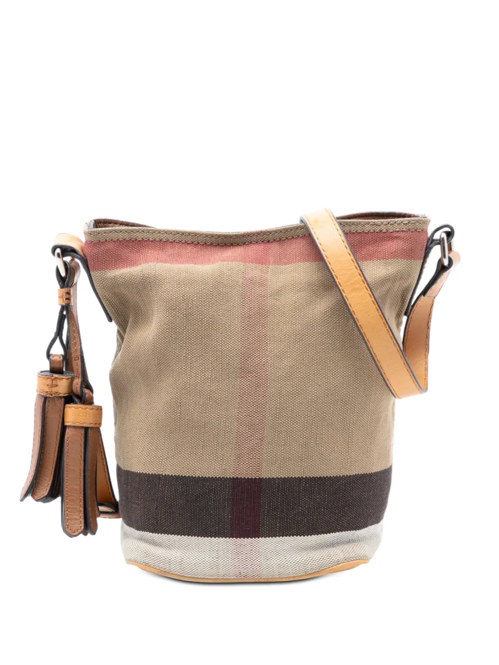 Burberry Pre-Owned 2000-2017 Mini Mega Check Canvas Ashby Tassel bucket bag - Marrone
