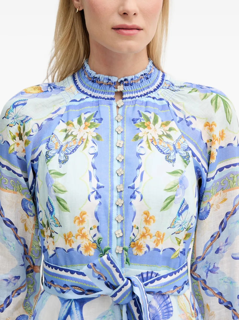 Hale Bob Lakelynn mini-jurk met bloemenprint en ceintuur Blauw