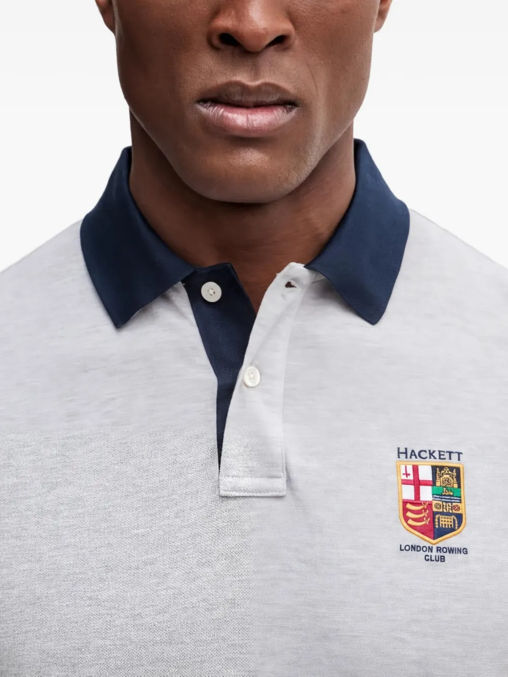 Hackett London Piqué poloshirt met borduurwerk Grijs