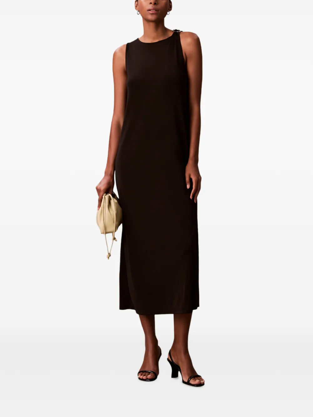  Calvin Klein Midi Ring Dress - Brown 