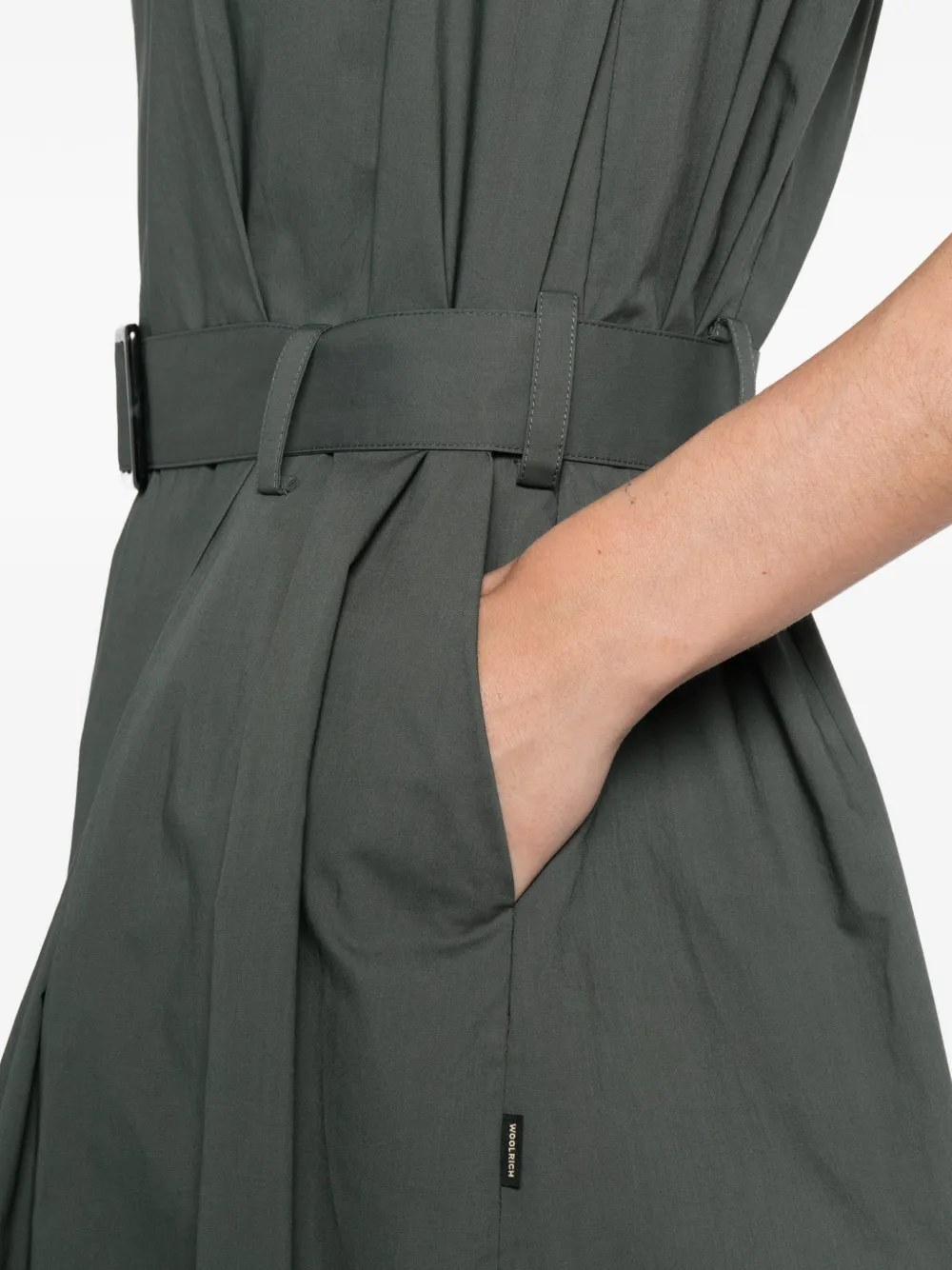 Woolrich Jurk met ceintuur en V-hals Groen