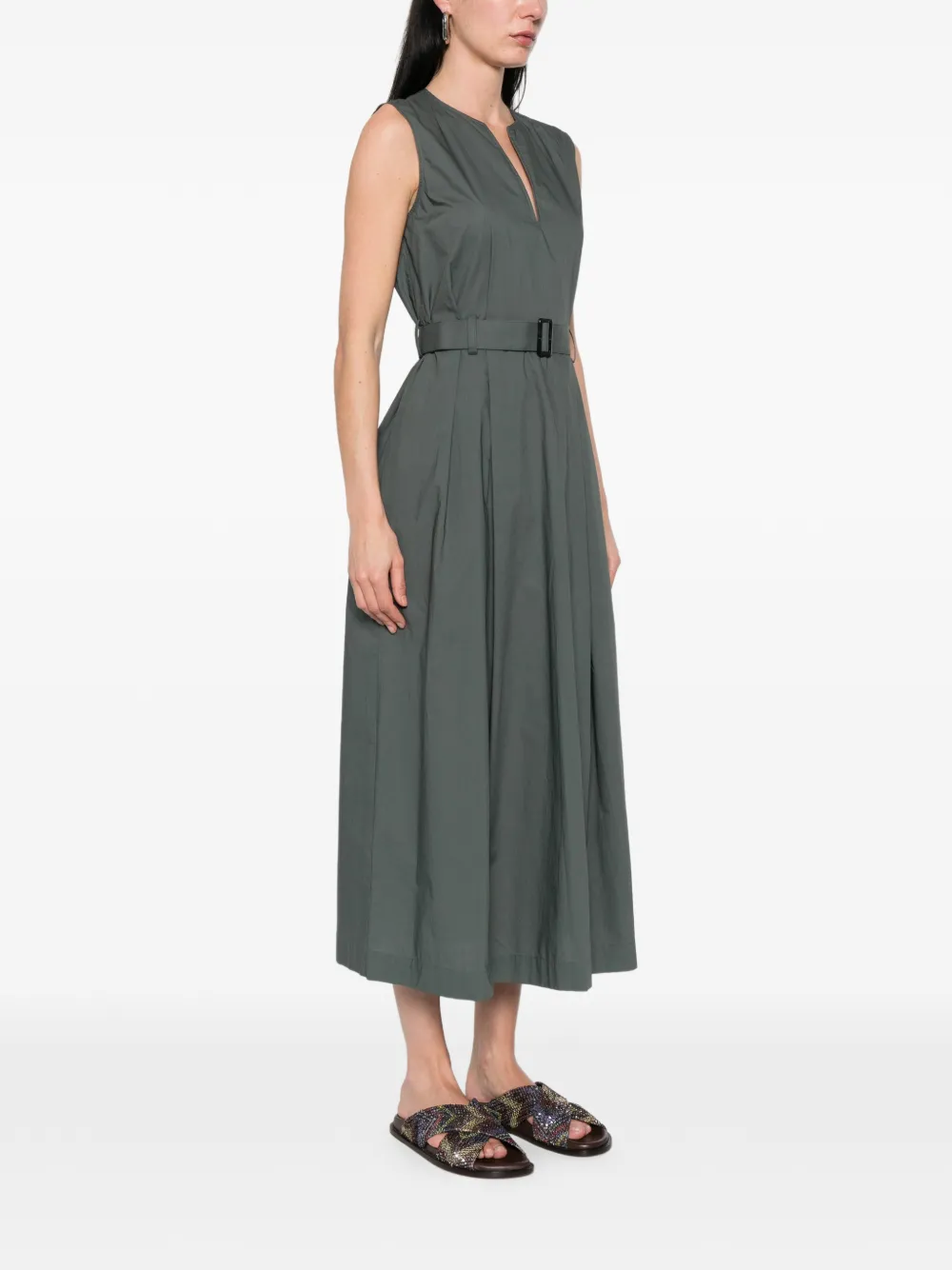 Woolrich Jurk met ceintuur en V-hals Groen
