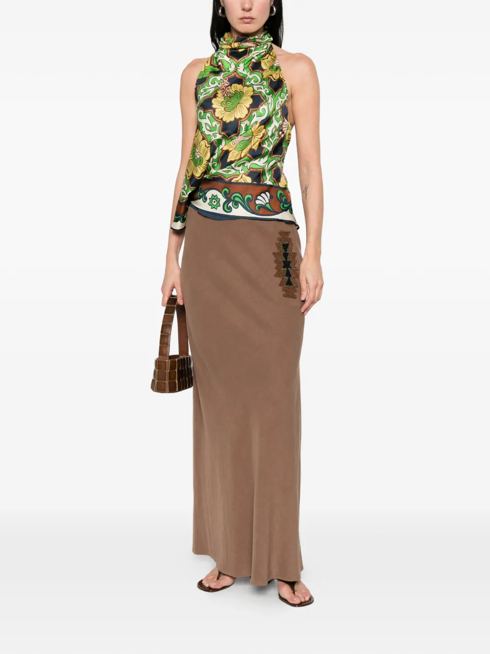  Bazar Deluxe Elasticated-waistband Maxi Skirt - Brown 