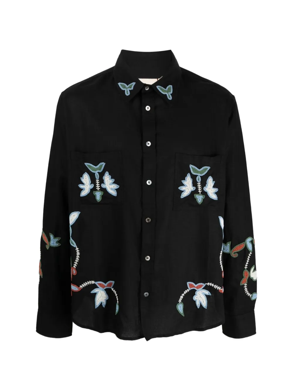 Baziszt embroidered shirt - Schwarz