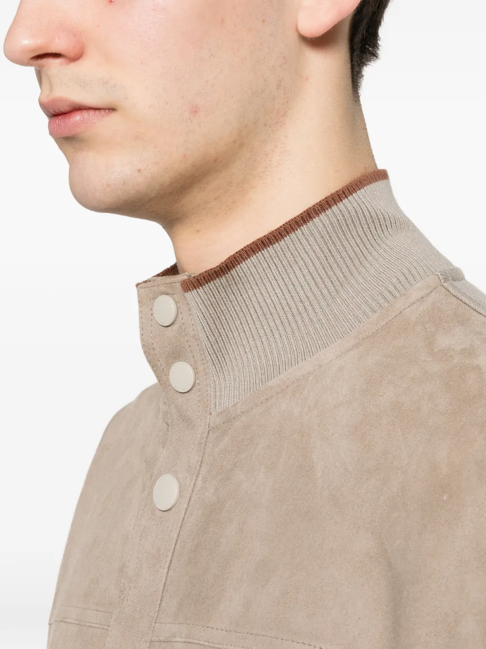 Canali Bomberjack met opgestikte zak Beige