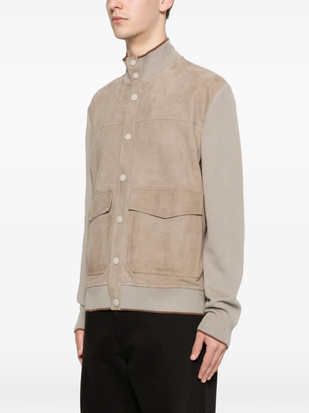  Canali Patch-pocket Bomber Jacket - Neutrals 
