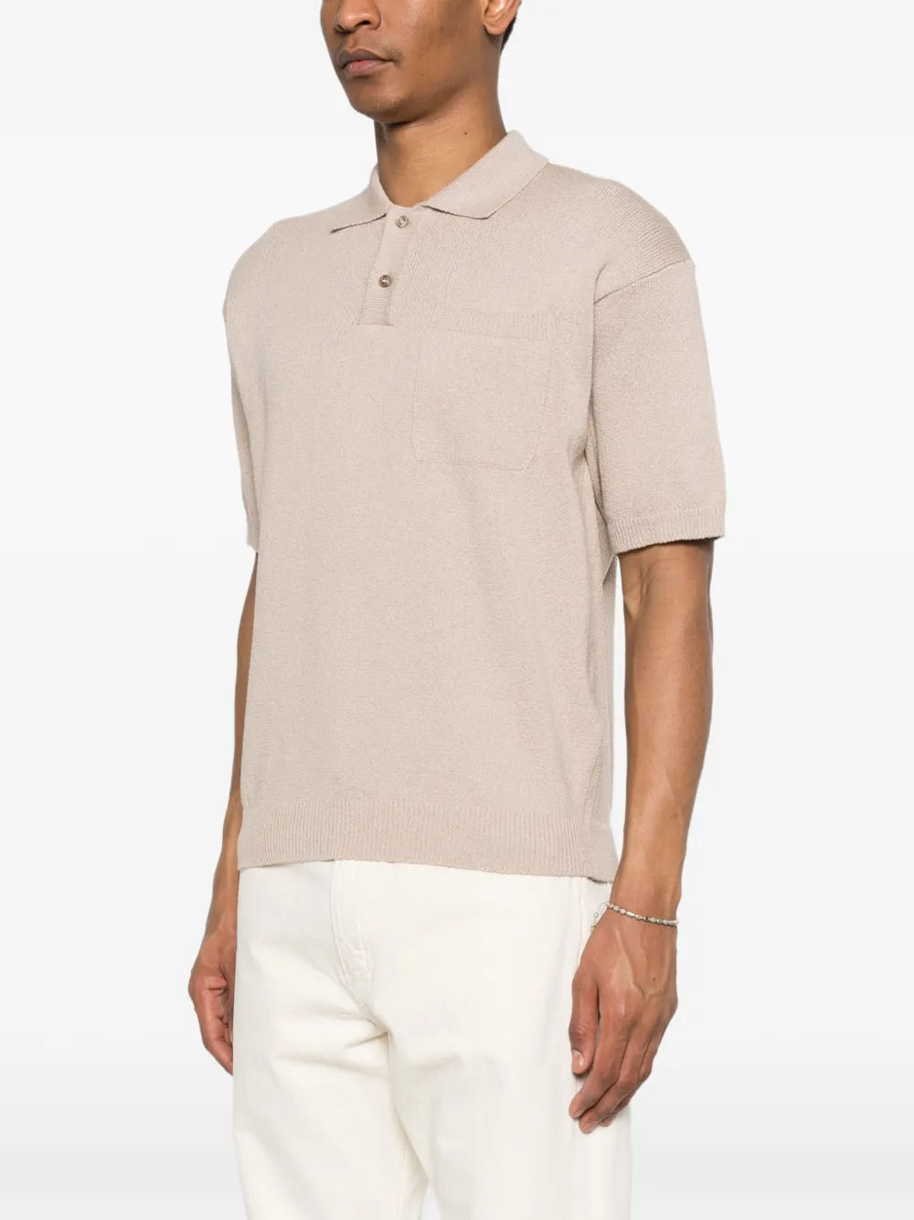 Herno Chest-pocket Polo Shirt in Neutrals, view 3