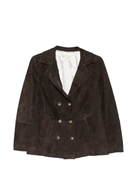 mara bini double-breasted suede blazer