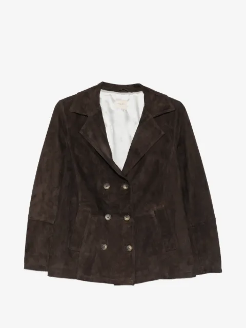 mara bini double-breasted suede blazer