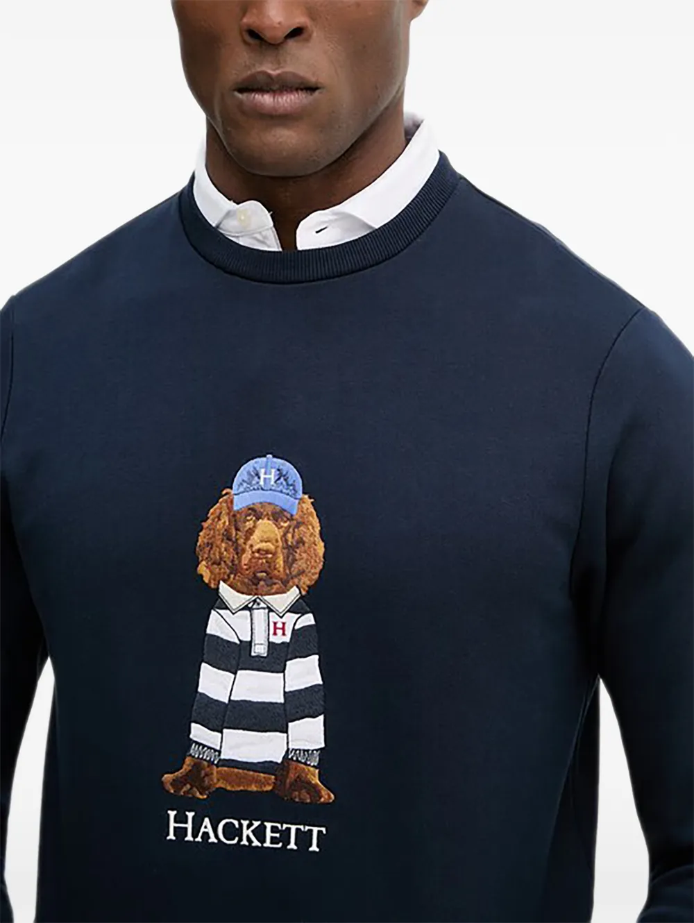 Hackett London Sweater met hondenprint Blauw