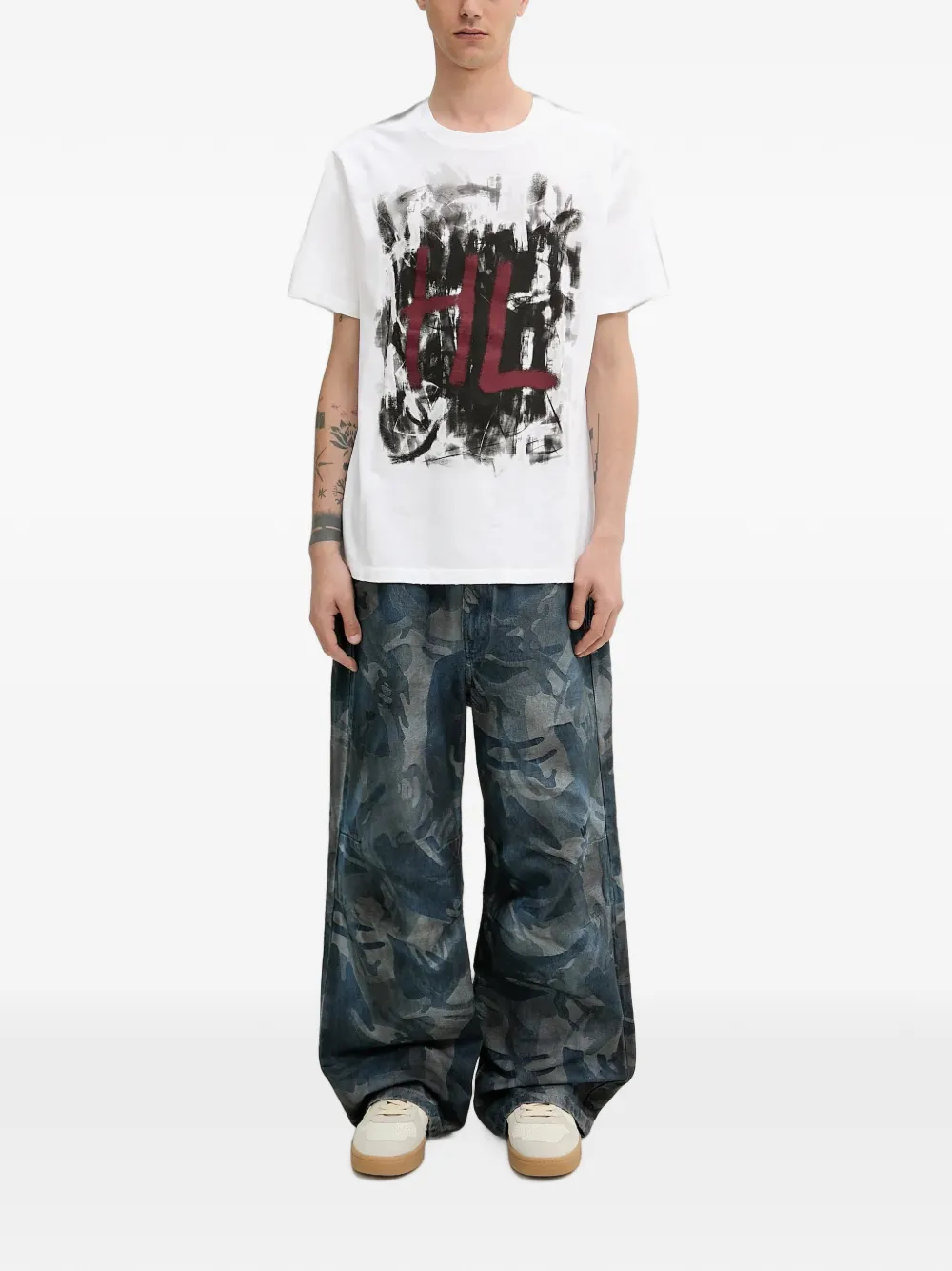 Helmut Lang Katoenen T-shirt met logoprint Wit