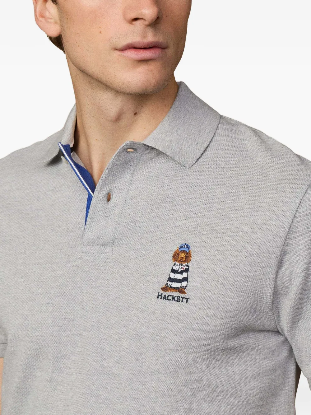 Hackett London Poloshirt met geborduurde kraag Grijs